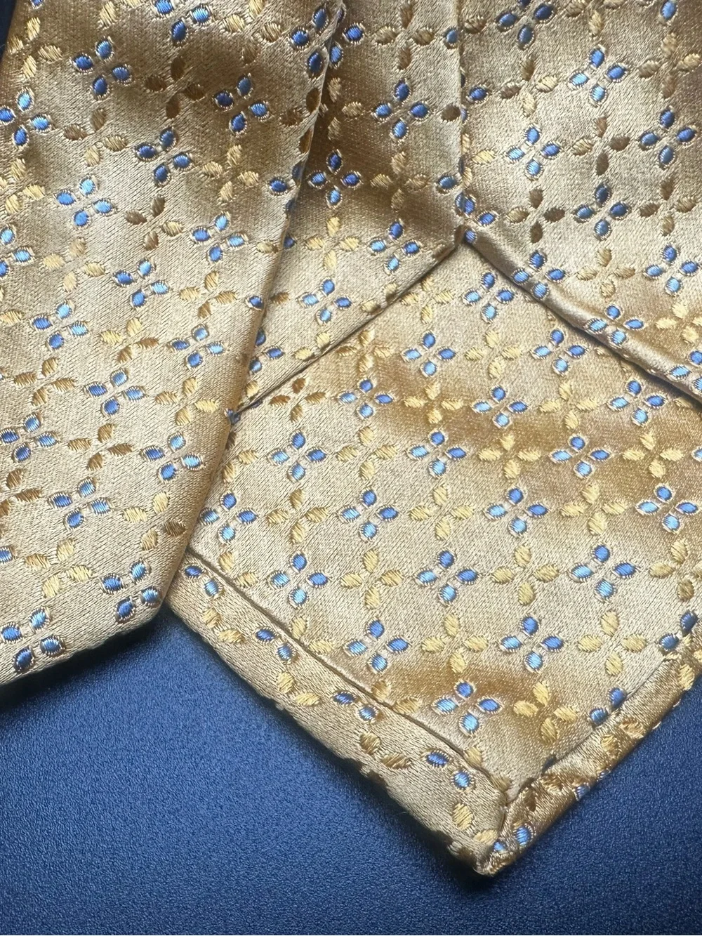 Jos. A. Bank Signature Collection — Gold & Blue Micro-Floral Silk Tie